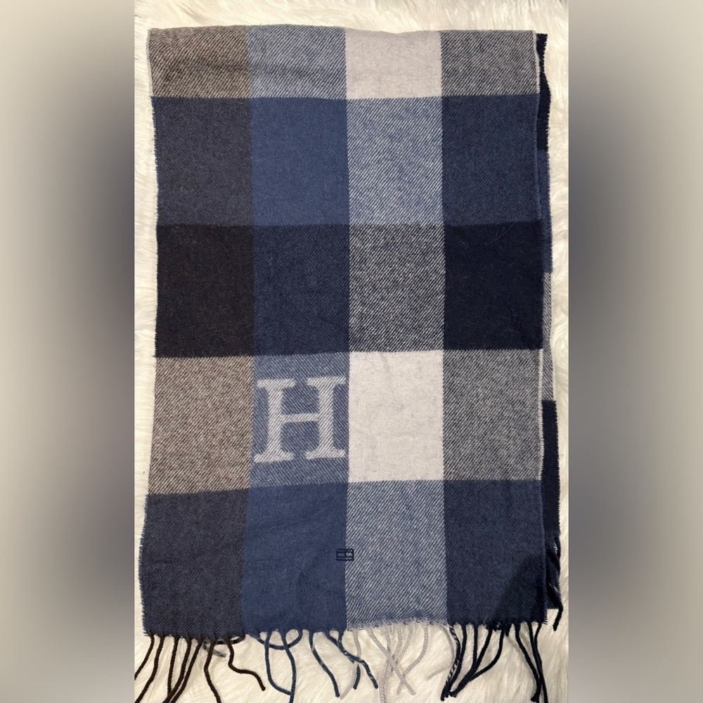Blue and Gray Checkered Scarf
